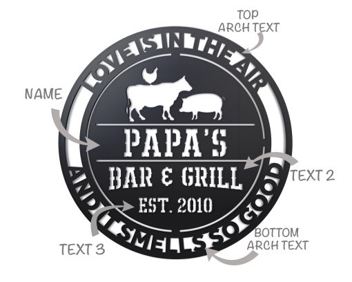 Custom Bar & Grill Metal Sign