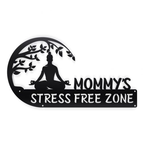 Yoga Stress Free Zone Metal Sign