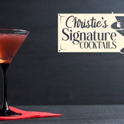 Custom Cocktail Bar Name Sign on a dark wall