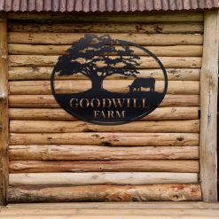 Personalized Farm Metal Name Sign on wood Entrance