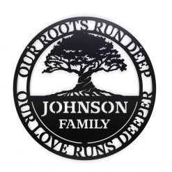 Personalized Tree with Roots Family Name Sign