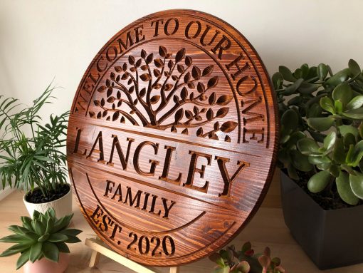 Custom Wood Family Name Sign